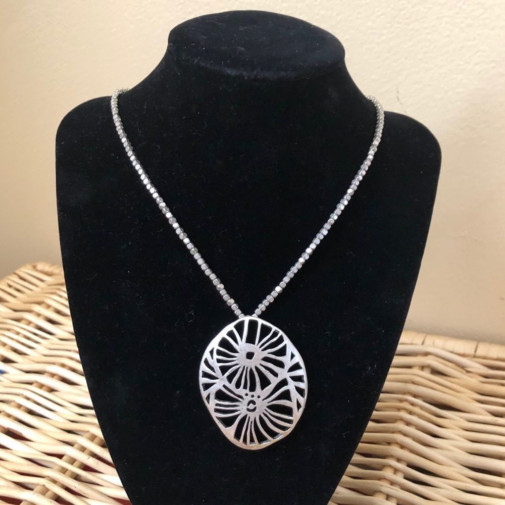 Kenneth Cole Reaction Silver Medallion Necklace